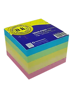 BLOCK TACO-POST 'OK' BOND 75gr.MULTICOLOR 7x7cm.500hj.PQ.3pz.TONOS PASTEL