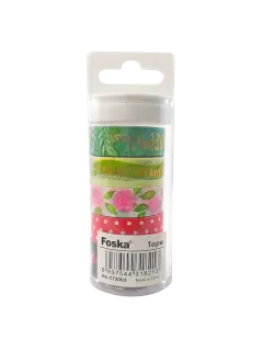 CINTA DECORATIVA PAPEL ADHESIVO 'FK' PQ. 7ro.15mm.x5m.C/U.(5/8"x5,5yd.)MULTICOLOR FANTASIA