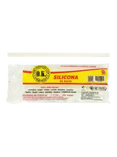 PEGAMENTO SILICONA (SI) EN BARRA `OK` TRANSPARENTE 11x280mm.PQ.18pz/500gr.