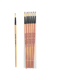 PINCEL SINTETICO `SA` REDONDO PREMIUM GOLD #12 PQ.12pz.MANGO LARGO NEGRO+NATURAL BARNIZ