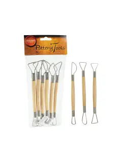 SET HERRAM.P/CERAMISTAS `SA` DEVASTADORES T/ALMBRE MADERA/METAL JG.6PZ.DOBLE PUNTA 20CM.