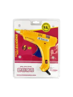 PEGAMENTO PISTOLA TERMICA `OK` BL.1pz.P/BARRA SILICONA 11mm.AMARILLA 100wats