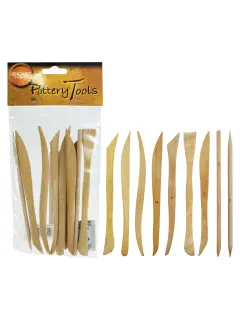 SET HERRAM.P/CERAMISTAS `SA` ESTECAS MADERA DURA JG.9PZ.DOBLE PUNTA 15CM.