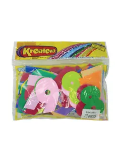 FOAMY SIGNOS "KT" NUMEROS BL.73PZ.MED.7X4CM.COLORES SURT.