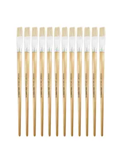 PINCEL CERDA BLANCA `SA` PLANO LARGO #12 PQ.12pz.MANGO LARGO NATURAL