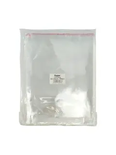 BOLSA PLASTICA (PPO) CRISTAL FK 26X32CM.C/SOLAPA Y PEGA PQ.100PZ.SIN FUELLE