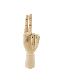 MANIQUI ARTICULADO `SA` MANO IZQUIERDA MADERA CJ.1PZ.H:18CM.(7") NATURAL