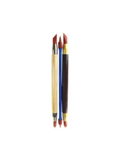 SET HERRAM.P/CERAMISTAS `SA` ESTECAS MADERA C/CAUCHO LIMPIADOR JG.3PZ.DOBLE PUNTA 25CM.
