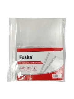 FUNDAS PROTECTORAS PLASTICAS (PP) P/CARPETAS `FK` PQ.100pz. 235x285mm.CARTA C/11 HUECOS